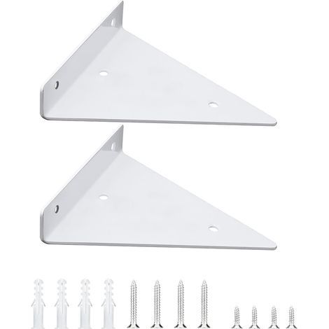 Soporte para estante, 2 piezas. Soporte triangular invisible flotante de hierro resistente para montaje en pared, ideal para estantes de cocina, estudio o jardín (130 × 140 cm, blanco). (1/3)