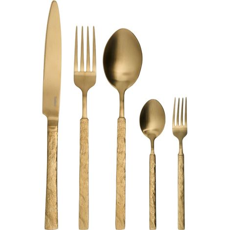 Cutlery Set Gold Stainless Steel 30 Pieces for Every Occasion Knife Spoon Fork Teaspoon Cake Fork Modern Design BIGOLI (1/5)