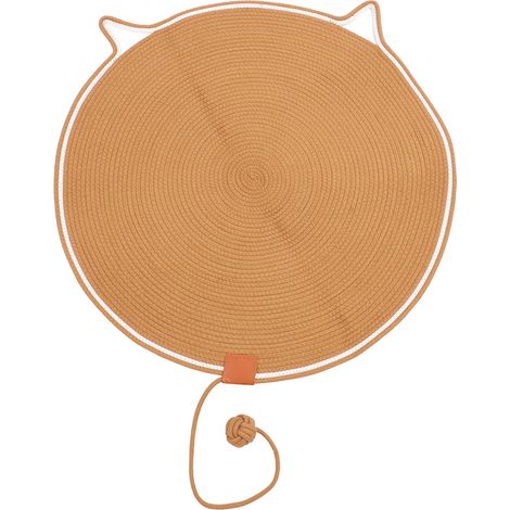 Tapis à gratter pour chat, corde en coton de 80cm, protège les meubles, coussin rond robuste avec balle, jouet pour la maison (1/5)