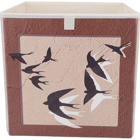 Boîte de Rangement en Tissu Pliable 30cm Vintage Cuir PU et Oxford Cube Organisateur pour Armoire Étagère Placard (1/5)