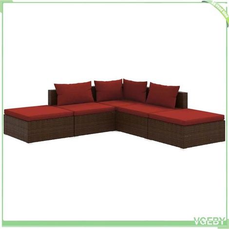 Salon de jardin - FAFEICY - 3101611 - Résine tressée marron - Design modulaire - Coussins déhoussables (1/5)