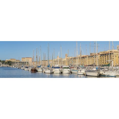 Tableau sur toile vieux port de Marseille 30x97 cm - Impression sur Toile Murale Décorative - Image imprimée en HD sur Toile - Toile sur Châssis en Bois FSC - Fabriqué en France (1/4)