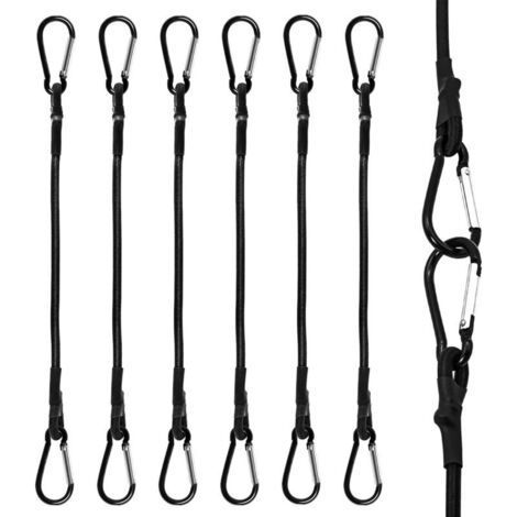 6 elastic tensioners 30cm with carabiners - for camping, tarpaulins, luggage, motorcycle (1/4)