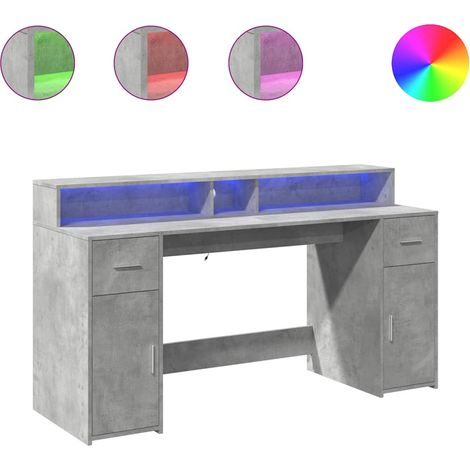 Maison Exclusive - LED-Schreibtisch Betongrau 160x55x91 cm Holzwe
