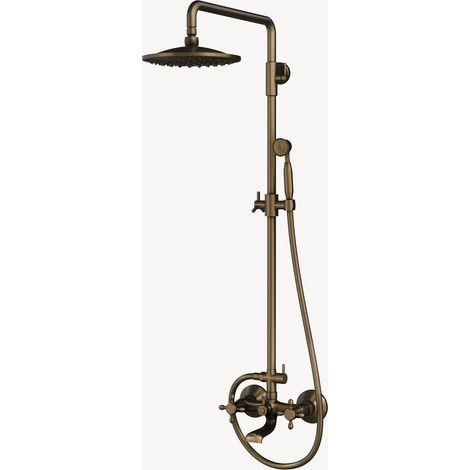 Colonna doccia classica in ottone antico con bocca vasca (1/5)