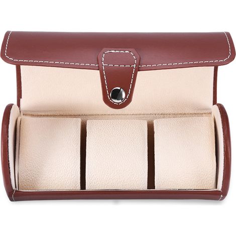 Étui de voyage pour montres 3 cylindres, boîte de rangement luxe pour collection montres et bijoux (marron)