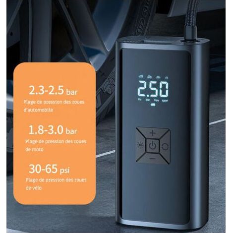 Kabelloser Autoreifenfüller, tragbarer kabelloser Luftkompressor mit LED-Anzeige, automatischer Abschaltung, 6000-mAh-Akku, Mini-Elektroluftpumpe für Fahrräder, Motorräder, Autos, Bälle (1/5)