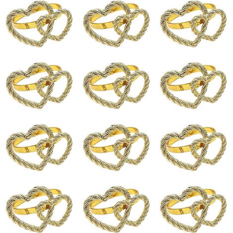 12er-Set Serviettenringe in Herzform zum Valentinstag – ideal als Tischdekoration für Valentinstag, Hochzeiten, Bankette, Geburtstagsfeiern und Thanksgiving.