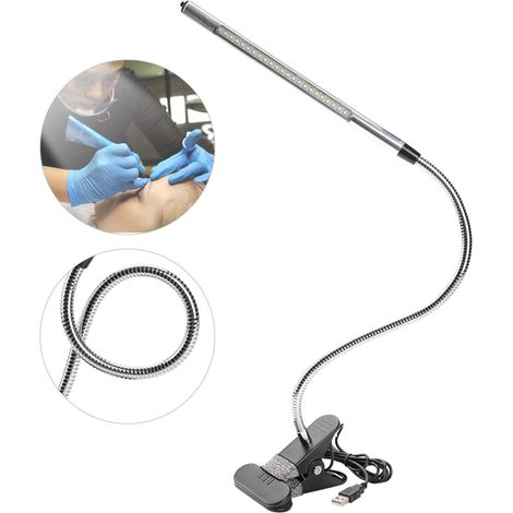 Lampe de table portable à pince LED USB, lumière de bureau réglable pour tatouage/manucure et maquillage - Noir (1/5)