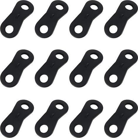 Ajusteur de corde en 12 pièces pour corde, tendeur de tente (noir), ajusteur de câble, boucle de corde en alliage d'aluminium, ajusteur de corde à 2 trous, pour le camping et le rangement sous tente. (1/5)