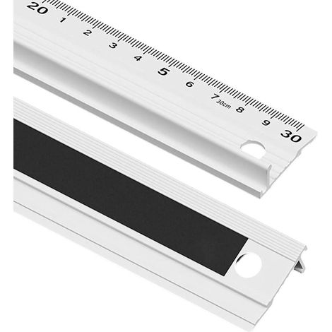 Règle en aluminium de Coupe Précision 30cm Découpe Métal Règle Alliage d'Aluminium Blanche Sûre pour (1/5)