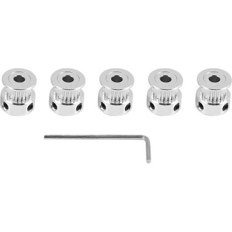 5 Stück Aluminium GT2 Zahnriemenscheibe, 20 Zähne, Bohrung 5 mm, Breite 6 mm und Schraubenschlüssel für RepRap 3D-Drucker Prusa i3()