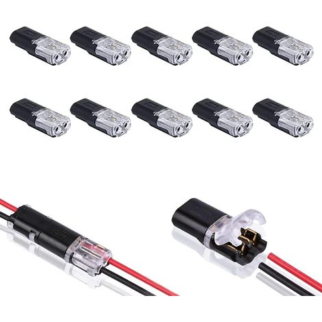 10PCS Double-Wire Plug-in Connector with Locking Buckle,Pluggable Connectors 2 Pin 2 Way Universal Compact Wire Terminal (1/5)