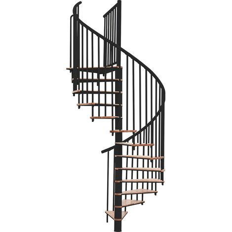 Minka Spindeltreppe Switch 36 - 295cm Geschosshöhe Buche Schwarz 160cm Durchmesser