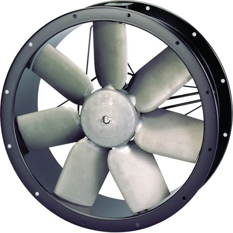 Ventilateur tubulaire aluminium, 7 590m3/h, 4 pôles, D500 mm, Tri 400V, pales H S&P (UNELVENT) 020256