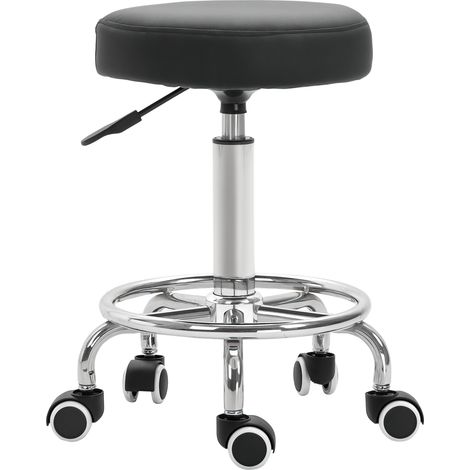 Rollhocker, Massagehocker mit verstellbarer Höhe (50–64 cm), gepolstertem Sitz, 360° drehbar, schwarz