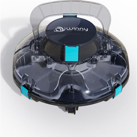 WINNY POOL CLEANER Winny 200P Robot Swimming Pool, Wireless Pool Vacuum Cleaner with Battery, Autonomy 80 Min for Above-Ground Pools 60 m², Double Filtration, Automatic Parking (Black-Blue) (1/5)