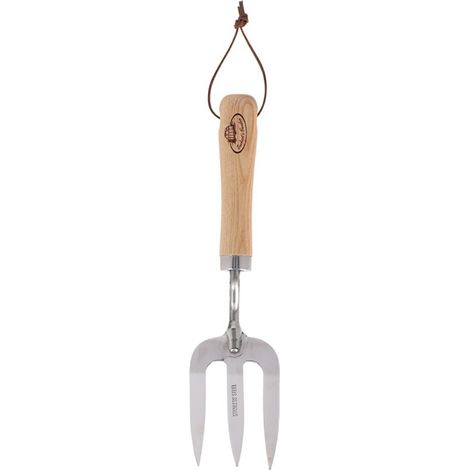 Horquilla de jardiner铆a con mango de madera