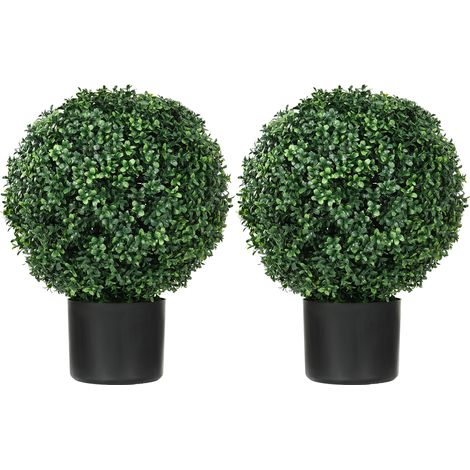 Set 2 piante artificiali bosso UV resistenti in vaso 52 cm conica verde (1/5)