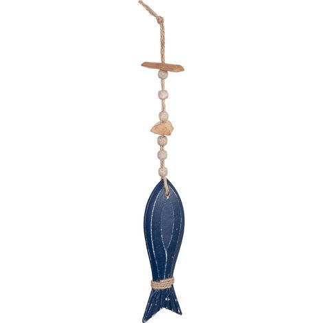 Movil de viento de madera azul 6x2x40h cm