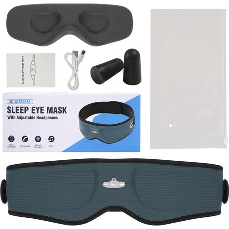 Mascarilla Para Dormir 3D - Con Auriculares Bluetooth 5.4 Integrados - Diseño Ergonómico Sin Presión En Los Ojos - Incluye Funda Negra Y Tapones Auditivos - 1 Unidad (1/5)