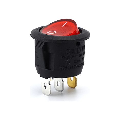 Interruptor redondo basculante de 3 vias ON/OFF  Rojo 6 A (1/3)