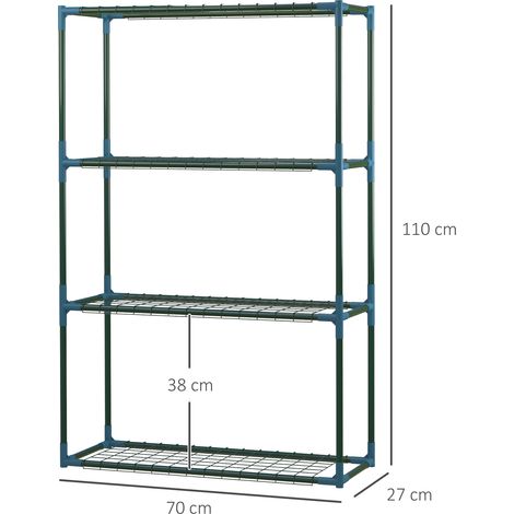 Ensemble d’étagères composé de 2 pots de fleurs à 4 niveaux pour balcon/jardin,acier,vert,70x27x110cm (1/5)