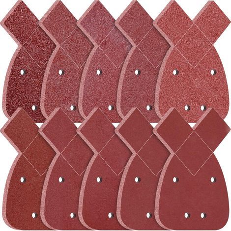 100 Stück Schleifpapier, Körnung 40–600, Klettverschluss, Dreieck 140 x 90 mm, für Detailschleifer (1/5)
