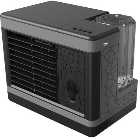 Ventilateur de table USB rechargeable avec pulvérisation d’eau, mini rafraîchisseur d’air portable, ventilateur multifonction pour maison, bureau et chambre, Glacières à moindre coût, 1 pièce, Noir (1/5)