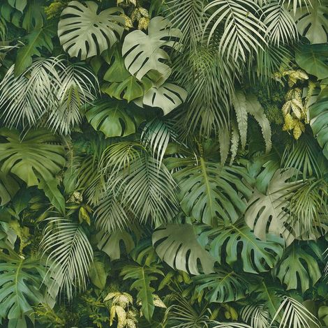Papier peint vinyle jungle vert 230g/m² – Motif feuillage – Lessivable et strippable – Bonne résistance à la lumière (1/5)