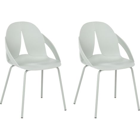 Conjunto de 2 sillas de jardín con asiento y respaldo de material sintético y patas de metal verde Bolgheri (1/5)