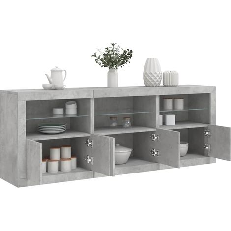 vidaXL Aparador con luces LED gris hormigón 181,5x37x67 cm (1/5)