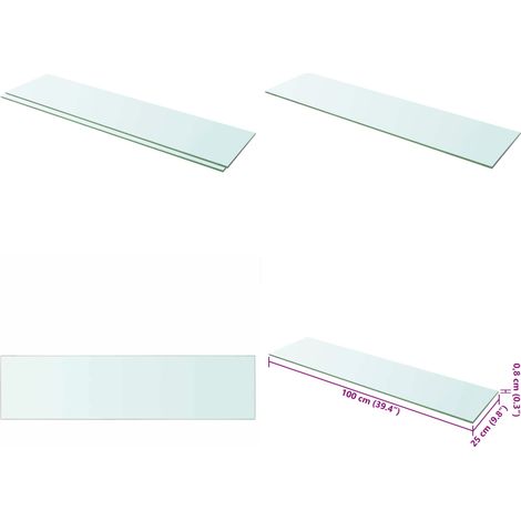 Panneaux d'étagère 2 pcs Verre Transparent 100 x 25 cm - Etagere Murale - Étagère Transparente - Étagère Verre Trempé - Décoration Murale - Rangement Mural - Home & Living (1/5)