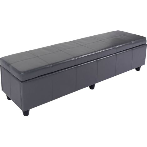 [NON UTILIZZATO] Panca contenitore elegante Kriens xxl pelle e ecopelle 180x45x45cm grigio