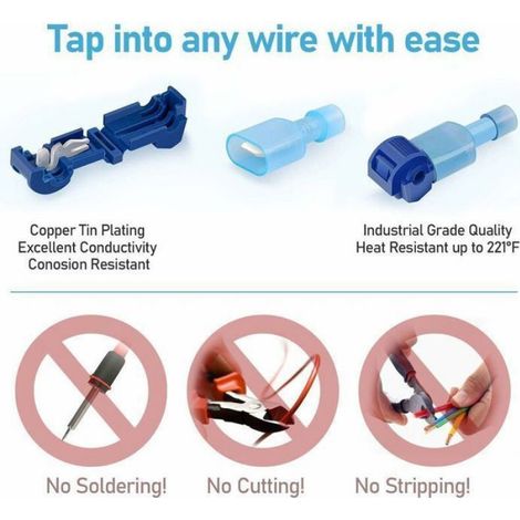 BDD 120Pcs T tap Connector Cosse Electriques, Connecteur Rapide Pour Connexion de Fil de Voiture Moto Set (Rouge/ Bleu/Jaune) Femeo (1/5)