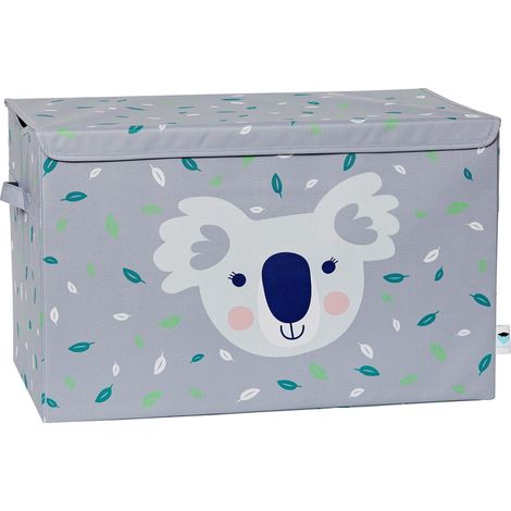 Boîte Rangement Tissu Ultra Résistant Grande 62x38x39cm Couvercle Renforcé Bois Coffre Chambre Enfant Pliable et Durable Gris (1/5)