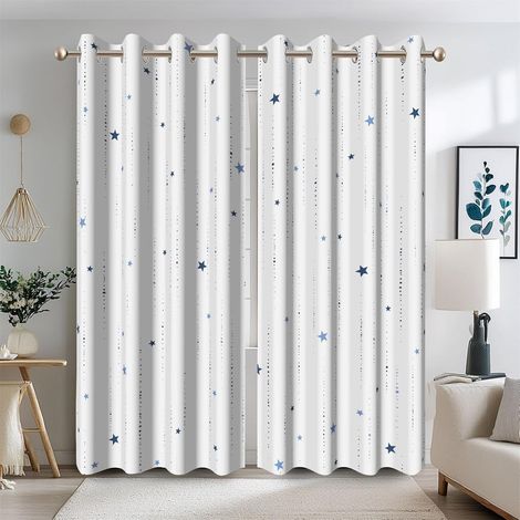 140x260cm Rideau occultant étoile pour Chambre étoiles Bleues Glands Chambre assombrissant Rideaux de fenêtre élégants œillets minimalistes bloquant la lumière 2 Panneaux - 140L X 260H cm (2 Panneaux) (1/5)