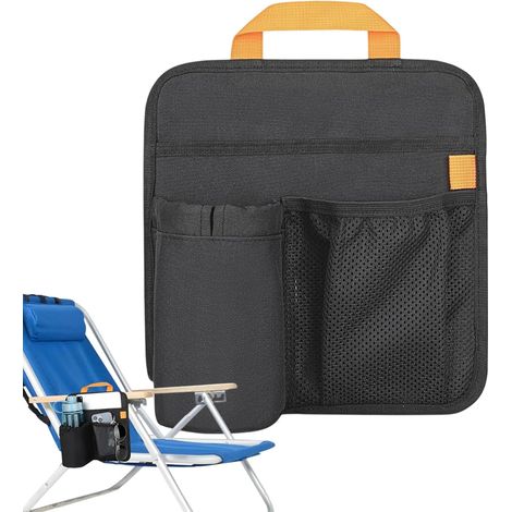 [NIE BENUTZT]Getränkehalter für Strandstühle, Strand-Organizer mit Griff und mehreren Taschen  Multifunktionaler Organizer für Flasche, Telefon, Schlüssel, Karten und Gläser (1/5)