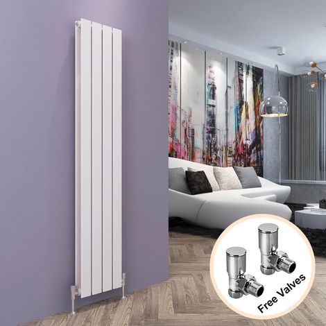 ELEGANT White Vertical Double Flat Panel Radiator 1600 x 304mm Designer Radiator with Angled Radiator Valves (1/6)