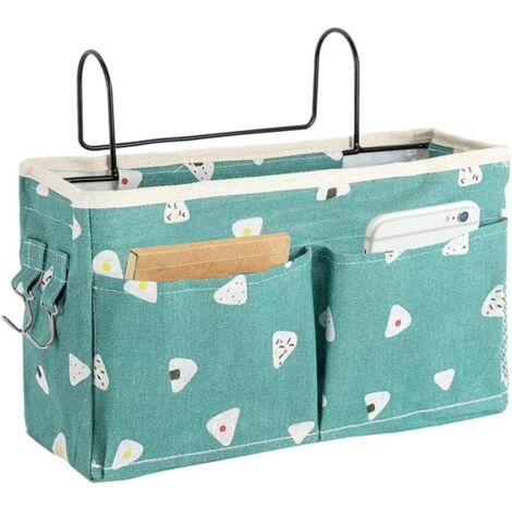 Poche pour Lit Superposé, Sac Suspendu Chevet, Sac de Rangement Lit Chevet, Toile, Multifonctionnel, avec Crochet, pour Tablettes, Livres, Télécommandes, Téléphones Portables, Lunettes, Collations (1/5)
