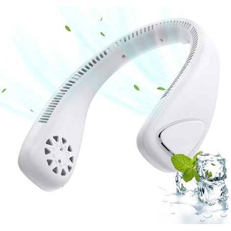 1 Ventilateur de cou, 120 sorties d'air, pales turbo, charge USB, batterie 2000 mAh, 3 vitesses, ABS et silicone, extérieur et bureau (1/5)