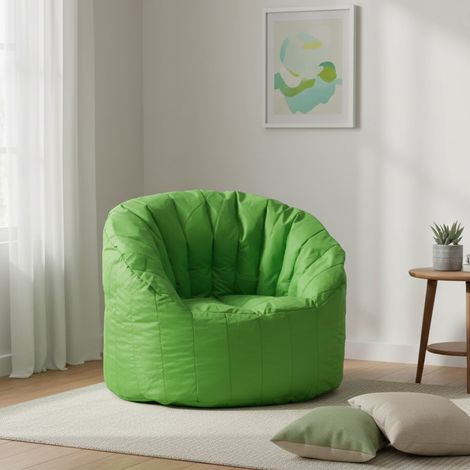 Dmora Fauteuil rond rembourré, couleur verte, Dimensions 80 x 80 x 80 cm (1/3)