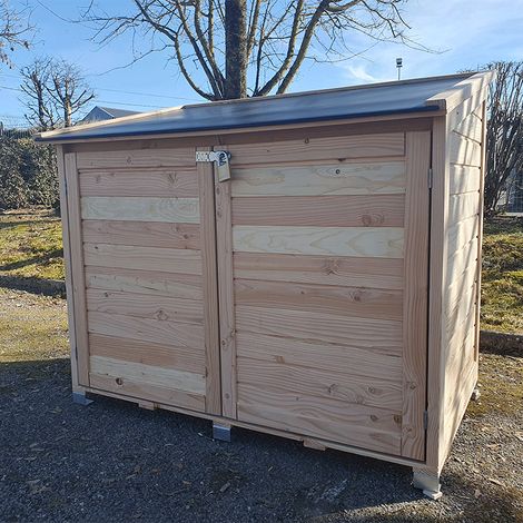 Chalet & Jardin – Coffre de jardin 1200L – Bois Douglas – Dimensions 153x97x132 cm – Toit étanche en polypropylène – Ouverture par le dessus et devant – SKU BOIS (1/6)