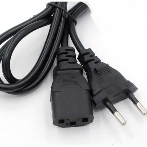 Cable de alimentación de 1,2 m con enchufe plano 2 pins y conector recto C13 para PC o similar (1/3)