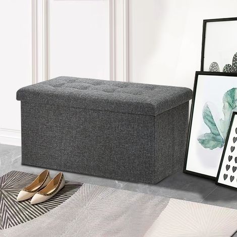Bolli – Banc de rangement pliant 110x38x38cm – Espace de stockage 80L – Cuir PVC durable – Repose-pieds pour salon et chambre (1/4)