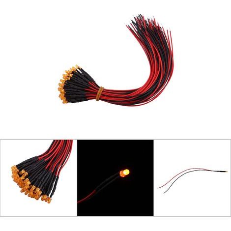 50 vorverdrahtete 3-mm-LEDs, 12 V DC, mehrere Farben, diffuses oranges Licht (2) (1/5)