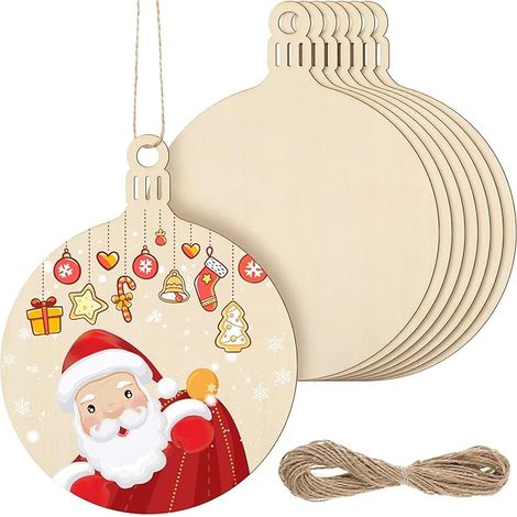 Lot de 20 grandes boules de Noël en bois 14 cm – Suspendues, à peindre et personnaliser, décorations sapin créatives (1/5)