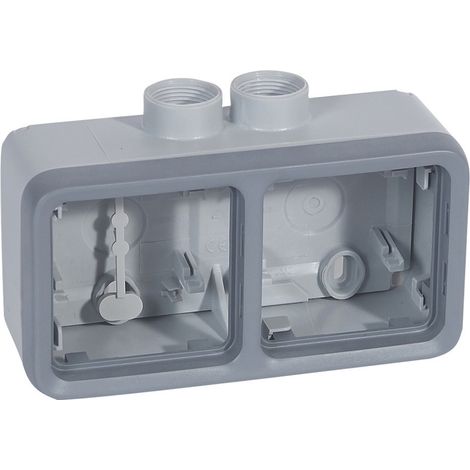 Boîtier étanche à presse-étoupe 2 postes horizontaux PG16 Plexo composable IP55 gris LEGRAND 069674 (1/2)