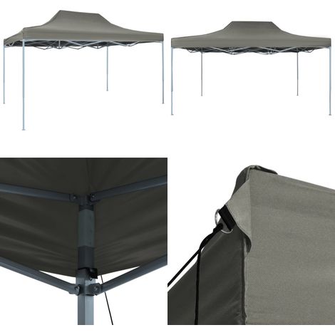 Tente pliable escamotable 3 x 4,5 m Anthracite - Tentes Pliantes - Tentes De Réception - Abri Solaire - Parasol Géant - Chapiteau Pliable - Home & Living