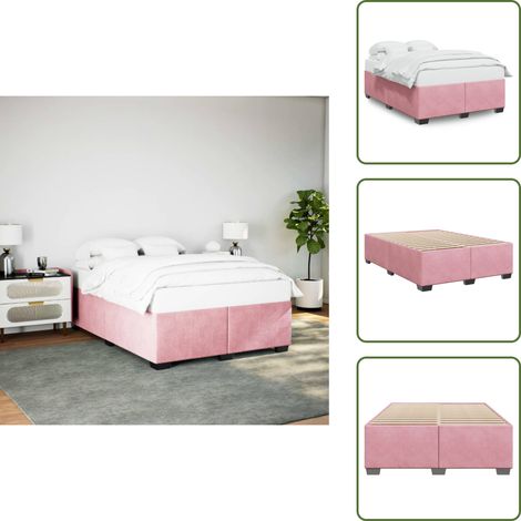 Cadre de lit sans matelas rose 140x200 cm velours - Cadre De Lit - Lit Double - Lit Rose - Lit Velours - Sommier (1/5)